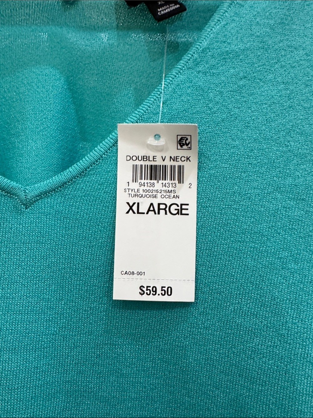 INC International Concepts Turquoise V-Neck Short Sleeve Top - Picture 2 of 4